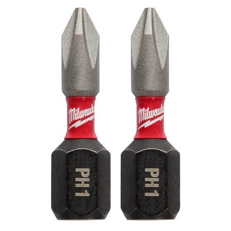 Milwaukee Tool SHOCKWAVE 2-Piece Impact Phillips #1 Insert Bits, 2PK 48-32-4411